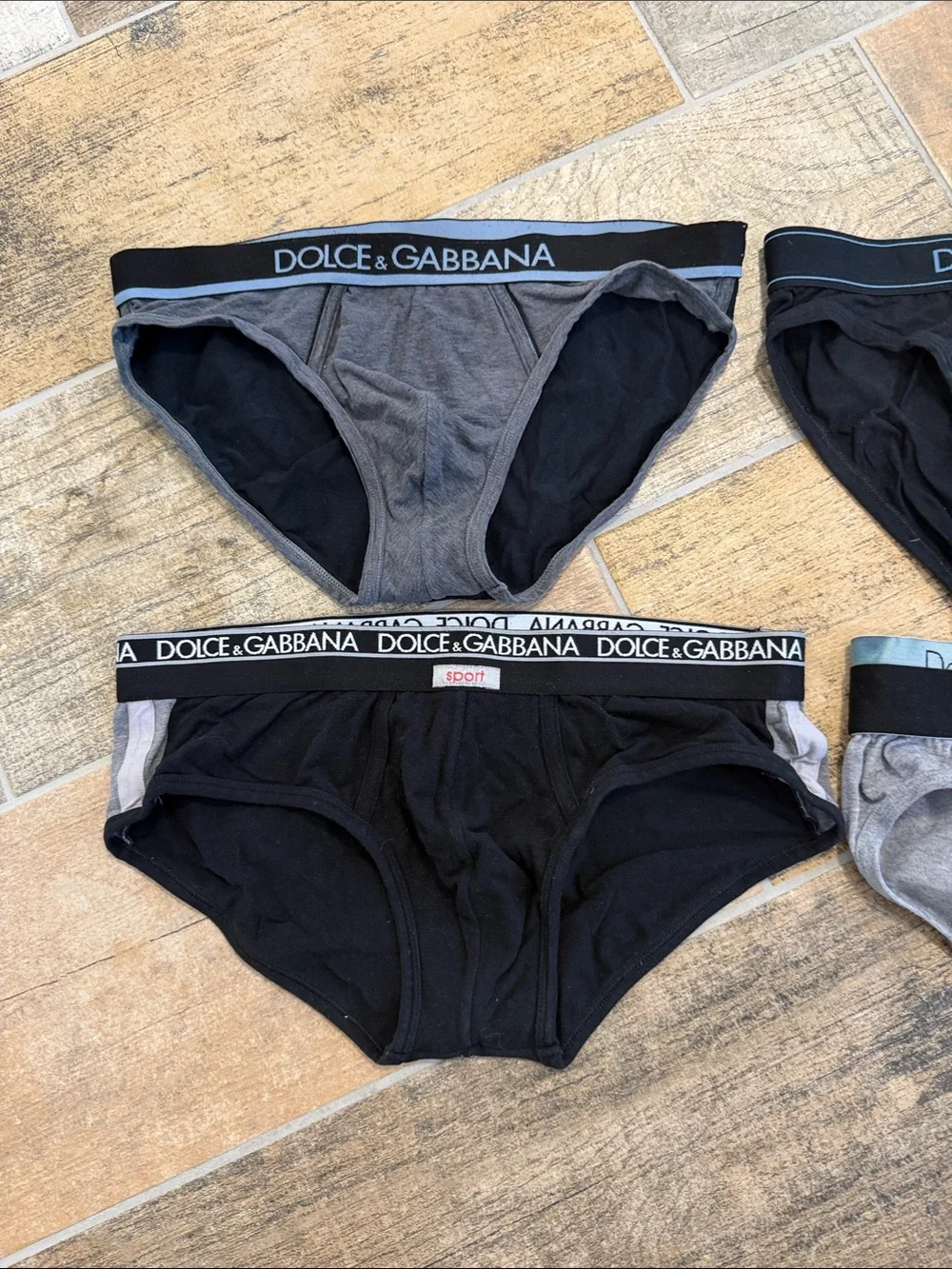 Dolce & Gabbana Men's Briefs Set - Black & Gray Designer Underwear Size Small